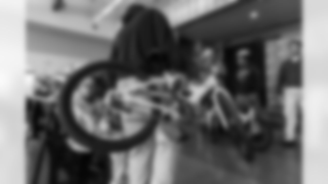 The Los Angeles Chargers host their annual Bikes for Kids event on Monday, December 15, 2025 at Washington Washington Elementary School in Pasadena, CA.