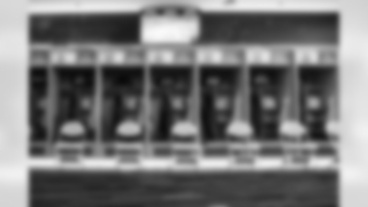 DL Da'Shawn Hand (91), DL Otito Ogbonnia (93), OLB Odafe Oweh (98), DT Jamaree Caldwell (99), DL Justin Eboigbe (92) and OLB Khalil Mack (52)