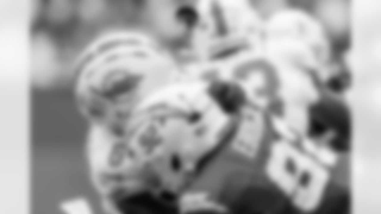 High Impact - It was an emerging year for Justin Eboigbe in Year 2 after playing just over 50 total snaps as a rookie. He made his presence felt not only on the defensive line but on special teams, as seen in this one. On kickoff coverage in the first quarter against the Dolphins, Eboigbe hit the returner so hard his mouthpiece flew out and I caught it in that split second. It was one of three special teams tackles he had on the day.