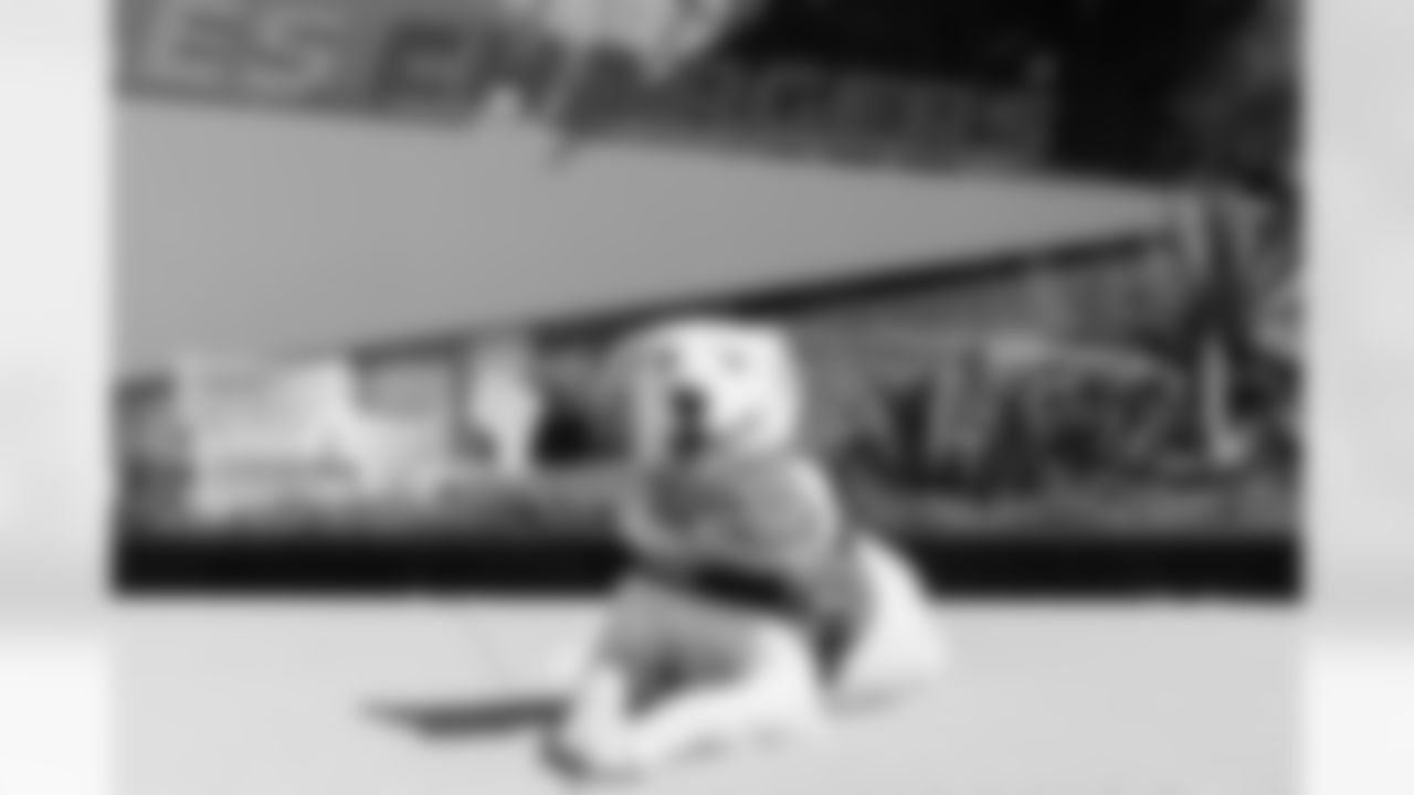 The Los Angeles Chargers service dog, Zeus, is photographed on Wednesday, September 24, 2025 at The Bolt in El Segundo, CA.