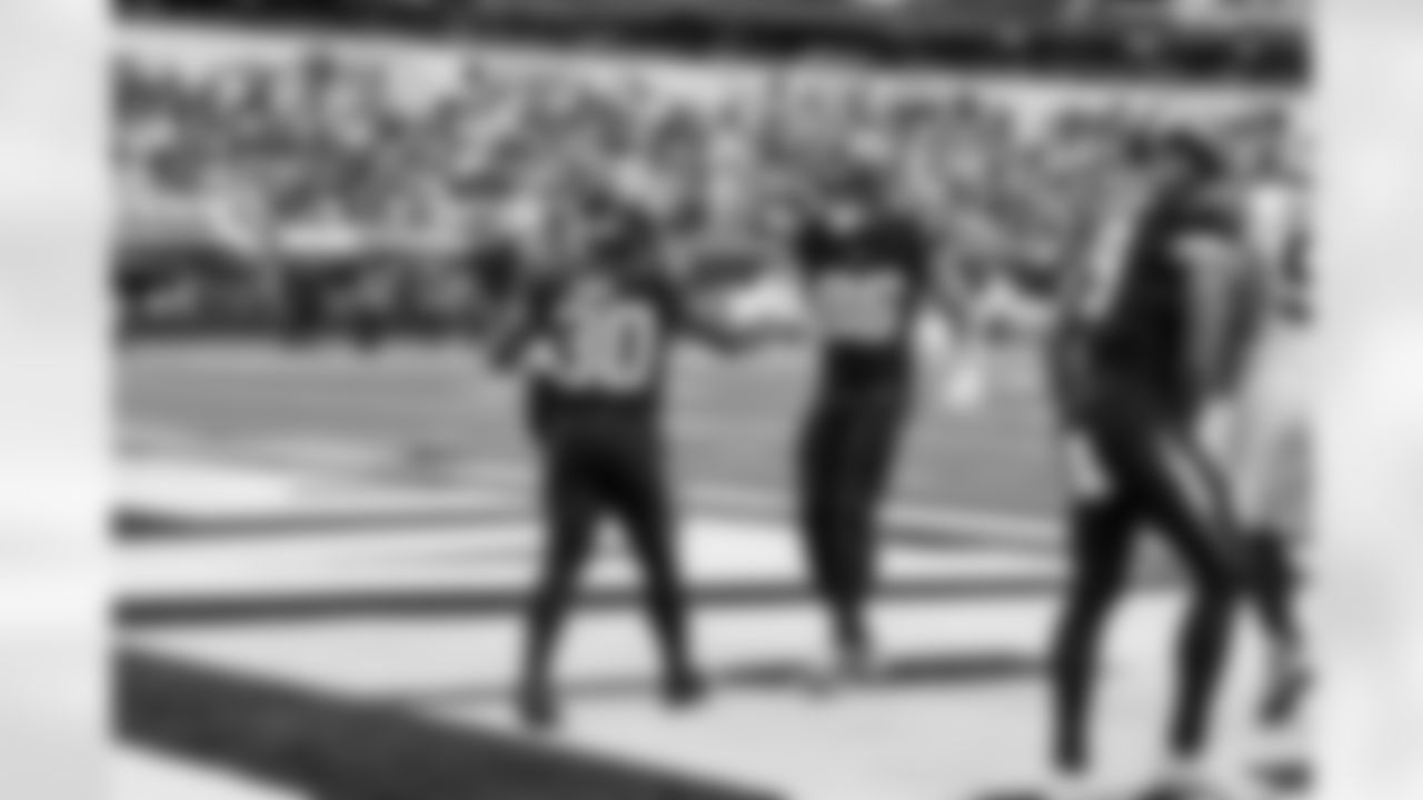 RB Kimani Vidal (30) and TE Oronde Gadsden (86)