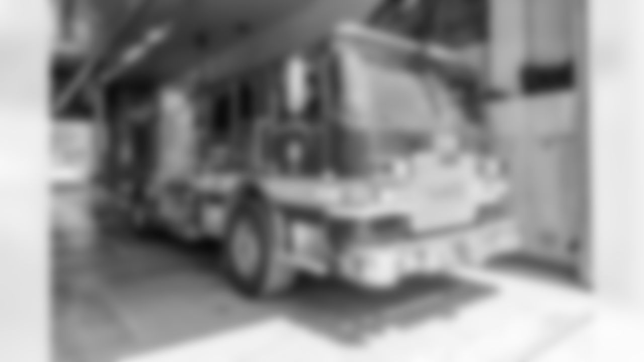 Los Angeles Chargers 2025 first round draft pick Omarion Hampton tours LA on Friday, April 25, 2025 at Los Angeles Fire Department Station 69 in Pacific Palisades, CA.