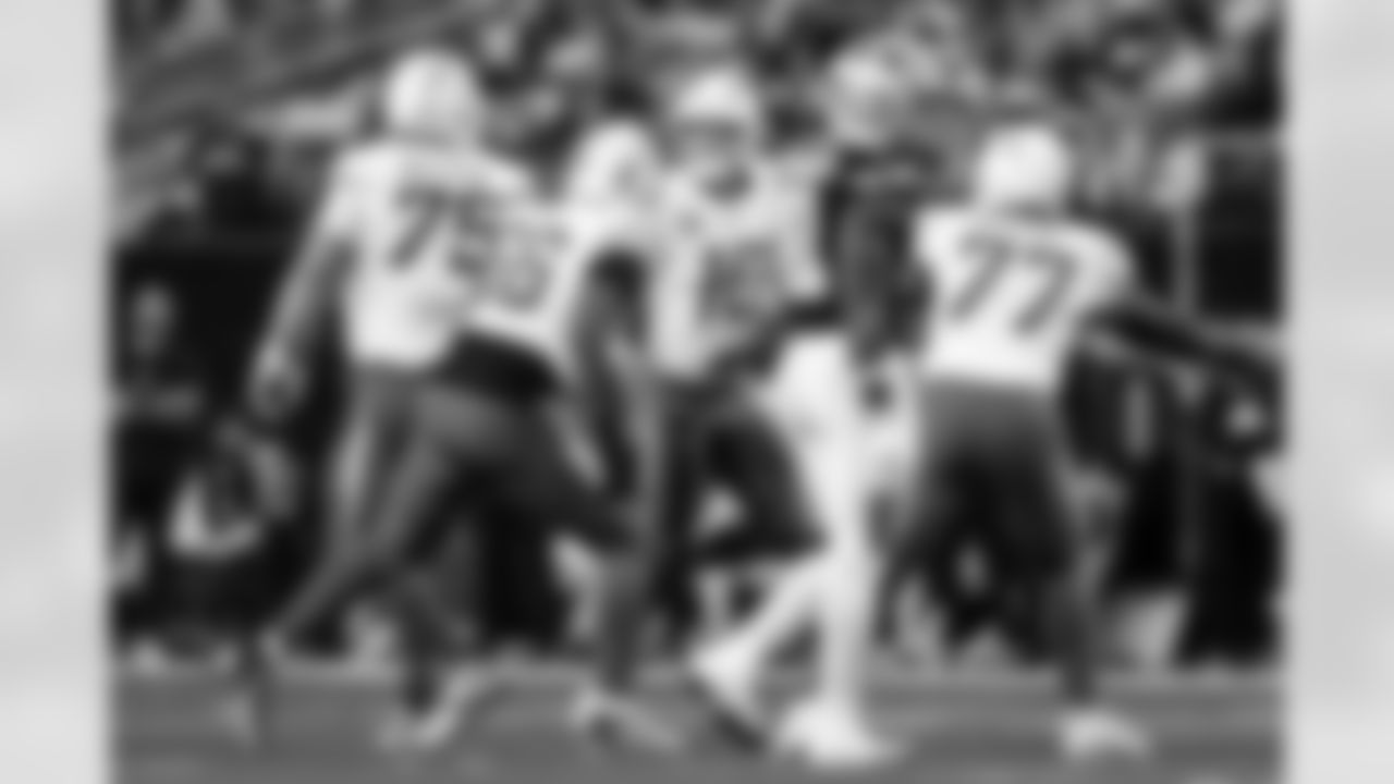 QB Justin Herbert (10), C Bradley Bozeman (75), T Bobby Hart (66) and G Zion Johnson (77)