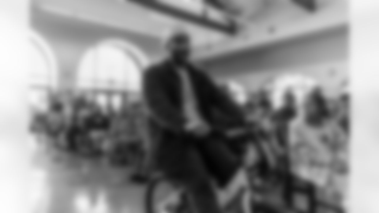 The Los Angeles Chargers host their annual Bikes for Kids event on Monday, December 15, 2025 at Washington Washington Elementary School in Pasadena, CA.