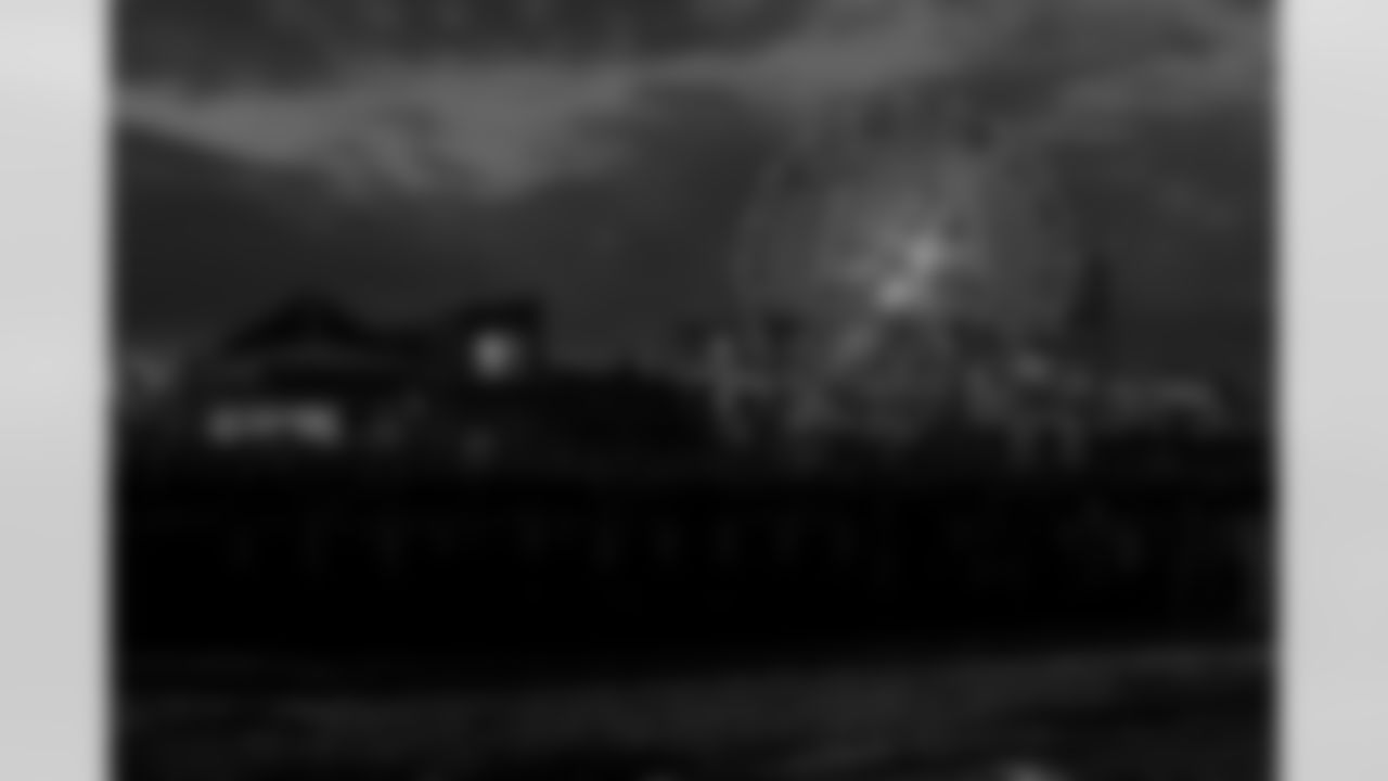 The ferris wheel is lit up for the Los Angeles Chargers on Tuesday, January 6, 2026 at Pacific Park in Santa Monica, CA.