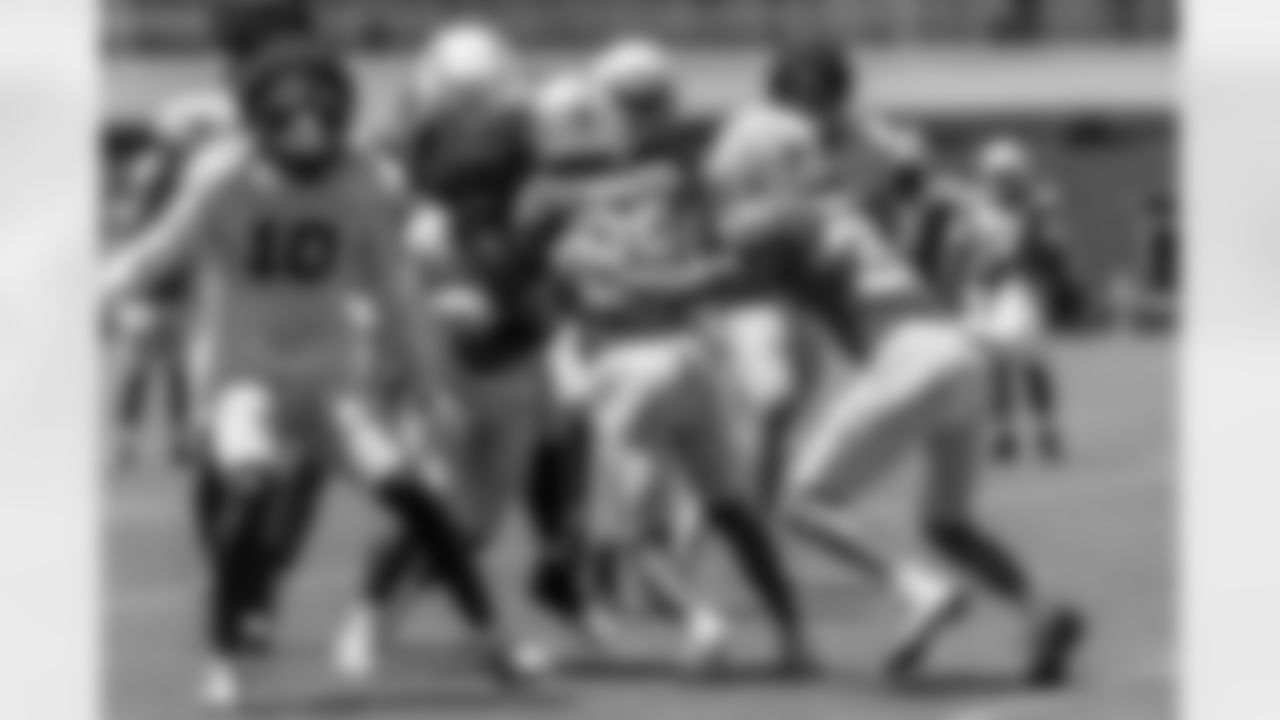 The Los Angeles Chargers practice at Training Camp on Sunday, August 4, 2024 at The Bolt in El Segundo, CA.