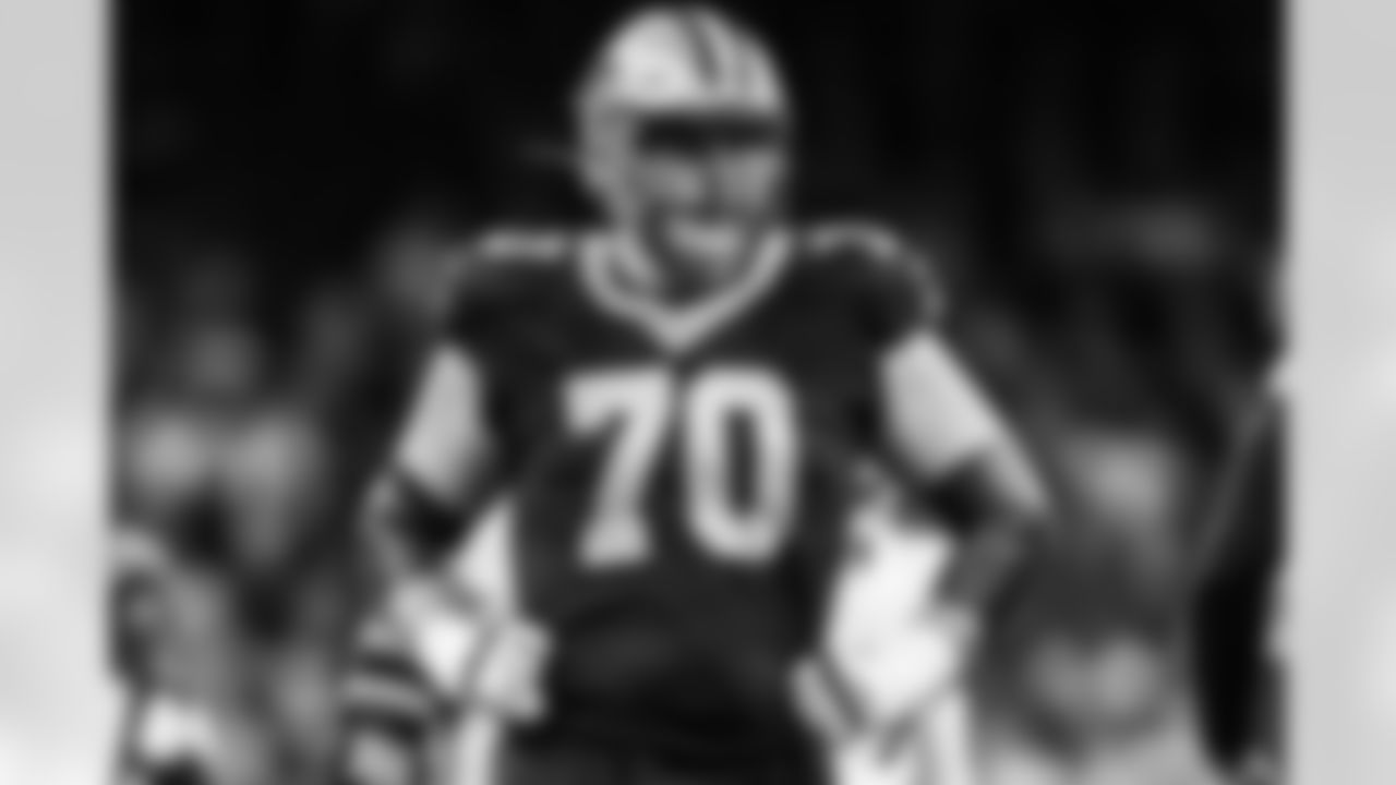 New Orleans Saints offensive tackle Trevor Penning (70) looks on from the field during an NFL football game, Sunday, Sept. 10, 2023, in New Orleans. The Saints defeated the Titans 16-15. (Cooper Neill via AP)