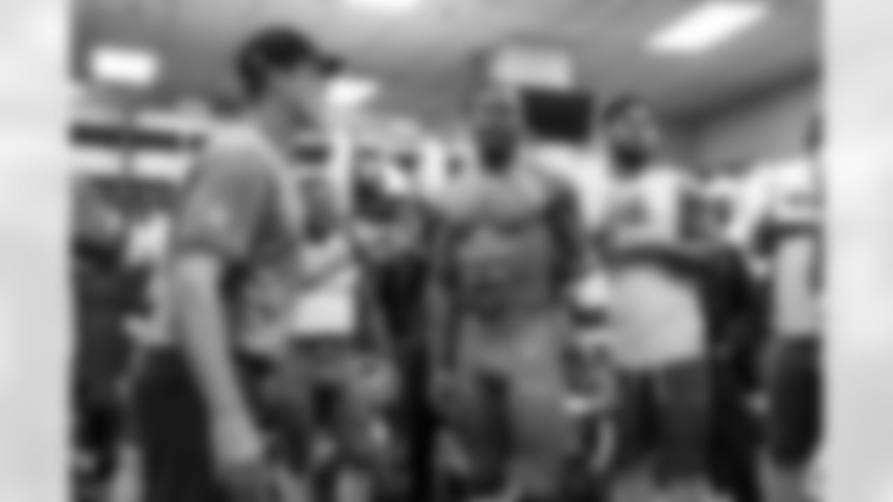 Head Coach Jim Harbaugh and S Derwin James Jr. (3)