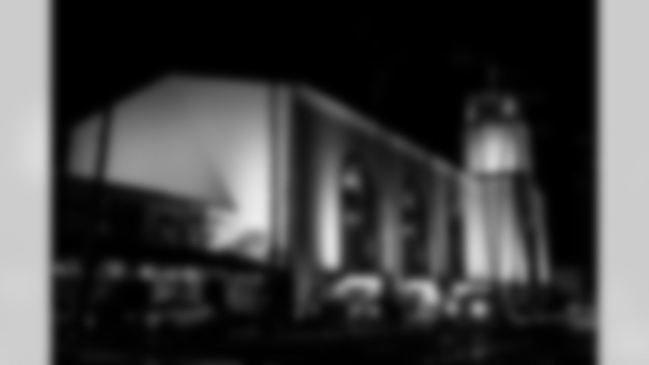 Union Station is lit up for the Los Angeles Chargers on Thursday, January 8, 2026 in Los Angeles, CA.