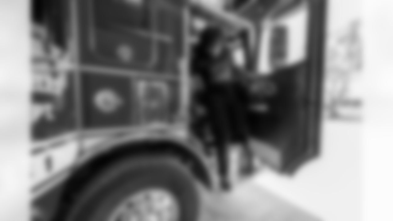 Los Angeles Chargers 2025 first round draft pick Omarion Hampton tours LA on Friday, April 25, 2025 at Los Angeles Fire Department Station 69 in Pacific Palisades, CA.