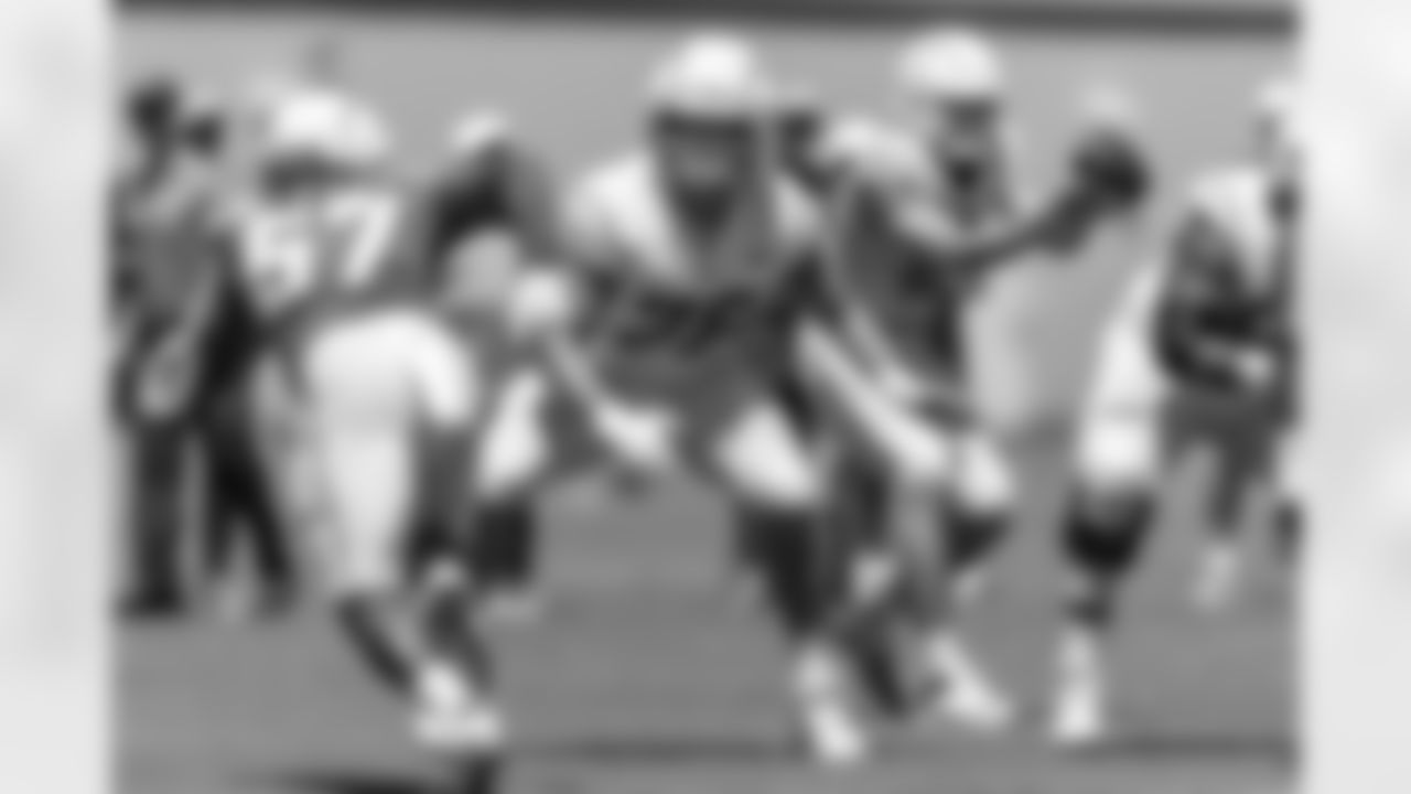 The Los Angeles Chargers practice at Training Camp on Thursday, August 22, 2024 at The Bolt in El Segundo, CA.