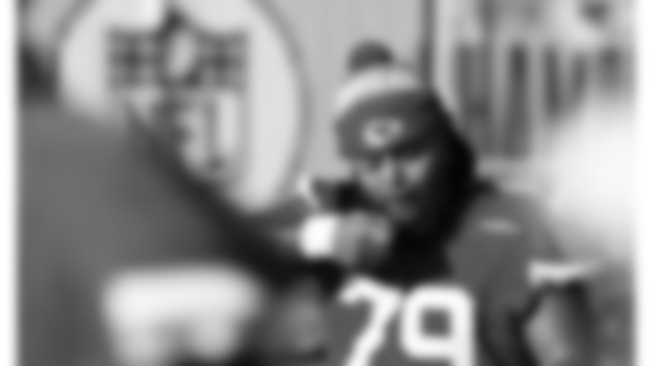 Kansas City Chiefs offensive lineman Esa Pole (79) during a week 17 practice on Tuesday, December 23, 2025 in Kansas City, MO.