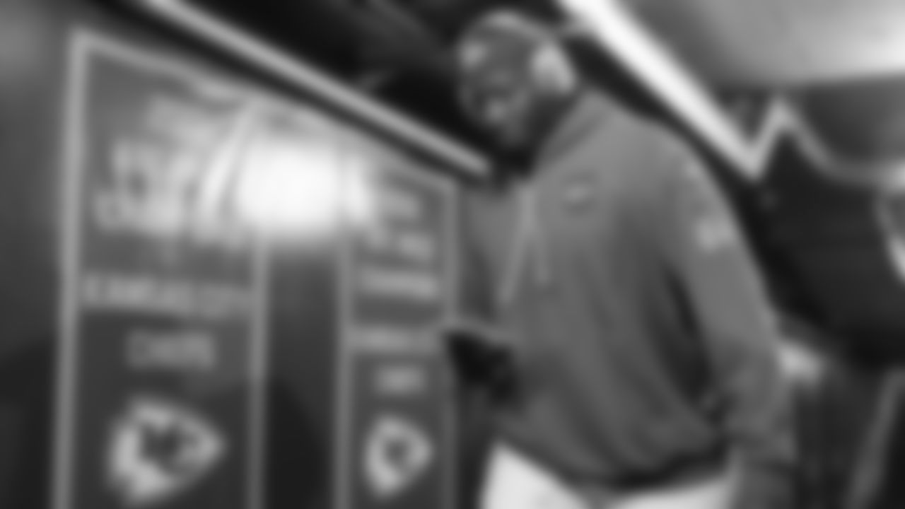 Kansas City Chiefs offensive lineman Wanya Morris (64) in the tunnel prior to a week 8 NFL Football game against the Washington Commanders on Monday, October 27, 2025 in Kansas City, MO.