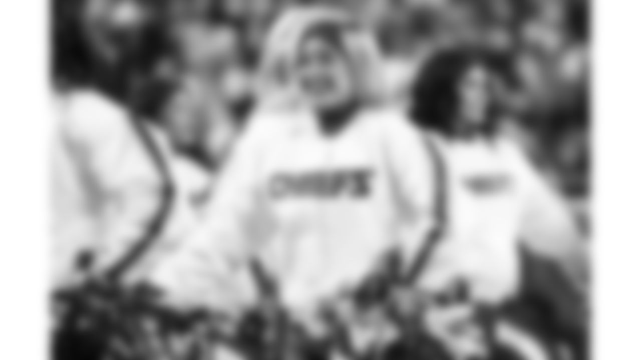 Kansas City Chiefs Cheerleaders perform on the field prior to a week 14 NFL Football game against the Houston Texans on Sunday, December 7, 2025 in Kansas City, MO.