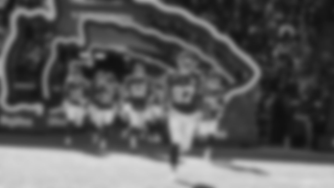 Kansas City Chiefs run onto the field prior to an NFL week 15 matchup against the Los Angeles Chargers, Sunday December 14, 2025.