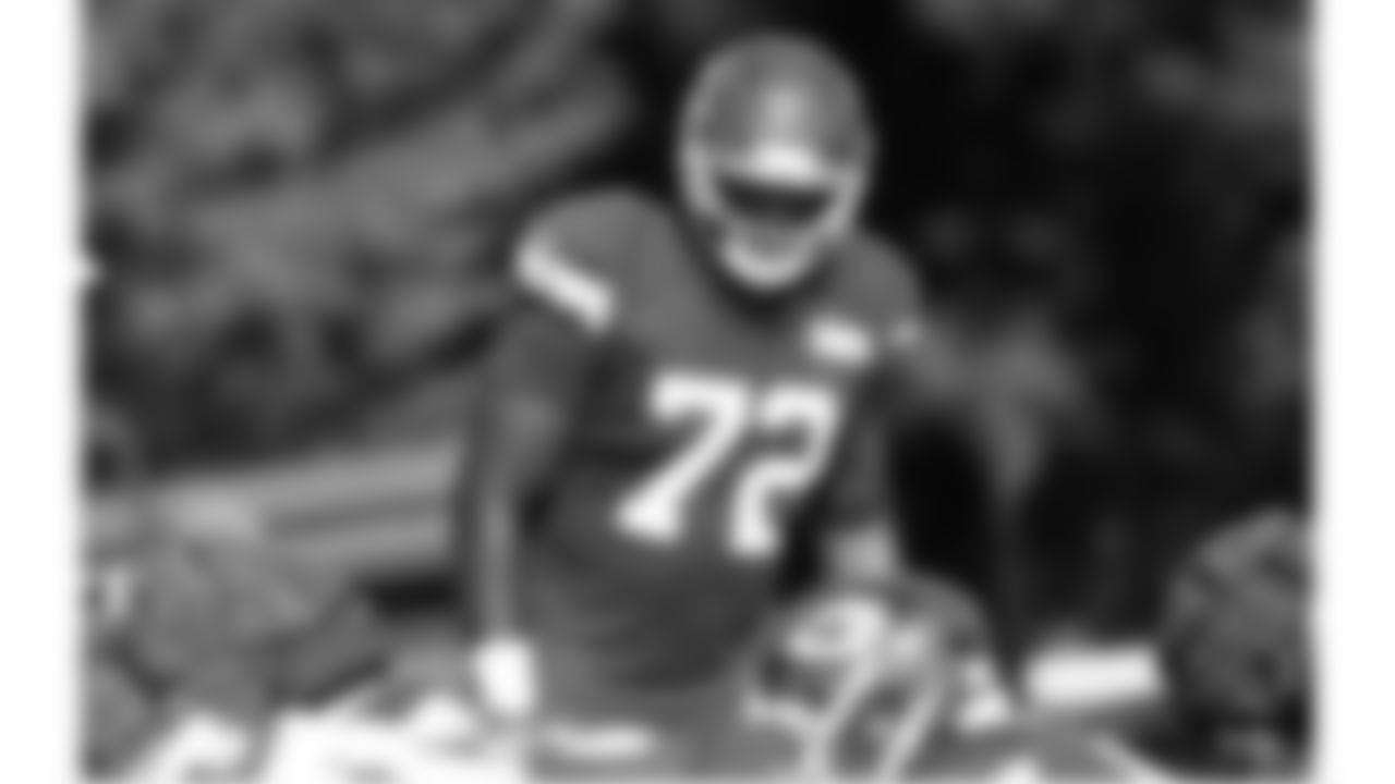 Kansas City Chiefs tackle Chukwuebuka Godrick (72) on the field during training camp on day 5 of practice Sunday, July 27, 2025.