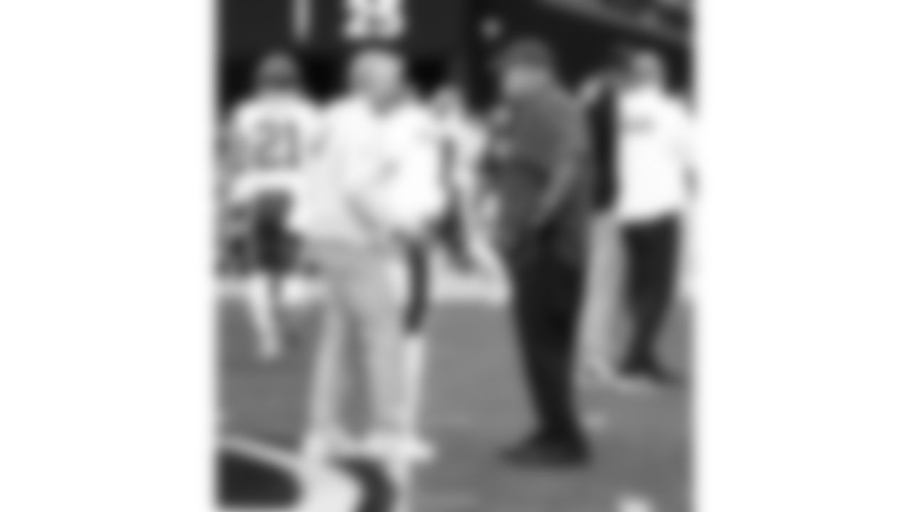 Las Vegas Raiders head coach Pete Carroll and Kansas City Chiefs Head Coach Andy Reid talk on the field prior to a week 18 NFL football game, Sunday, January 4, 2026 in Las Vegas, NV.