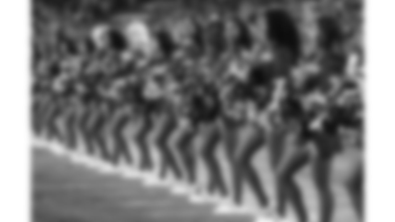 The Kansas City Chiefs Cheerleaders and Entertainment teams prior to a week 17 NFL Football game against the Denver Broncos on December 25, 2025 in Kansas City, MO.