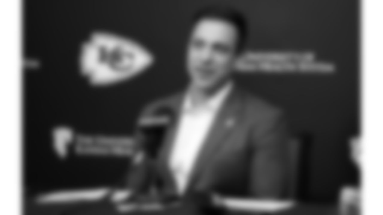 Kansas City Chiefs General Manager Brett Veach speaks to the media following the first round of the 2025 NFL Draft on Thursday, April 24, 2025 in Kansas City, MO.