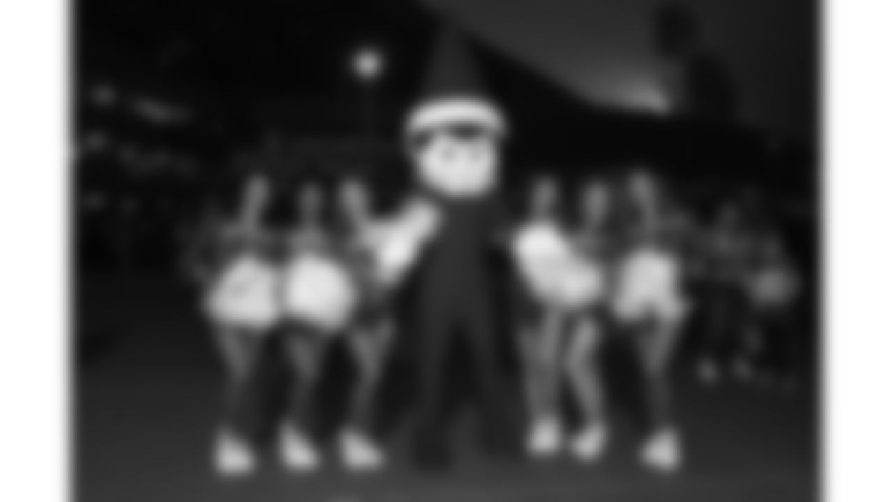 The Kansas City Chiefs Cheerleaders and Entertainment teams prior to a week 17 NFL Football game against the Denver Broncos on December 25, 2025 in Kansas City, MO.