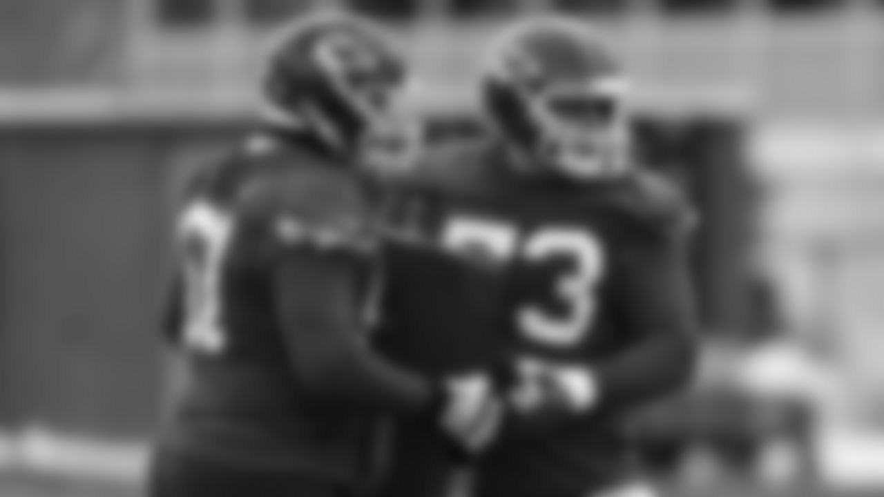 Kansas City Chiefs offensive guard Nick Allegretti (73) during practice for the NFL Wild Card Round football game on Wednesday, January 10, 2024 in Kansas City, MO.