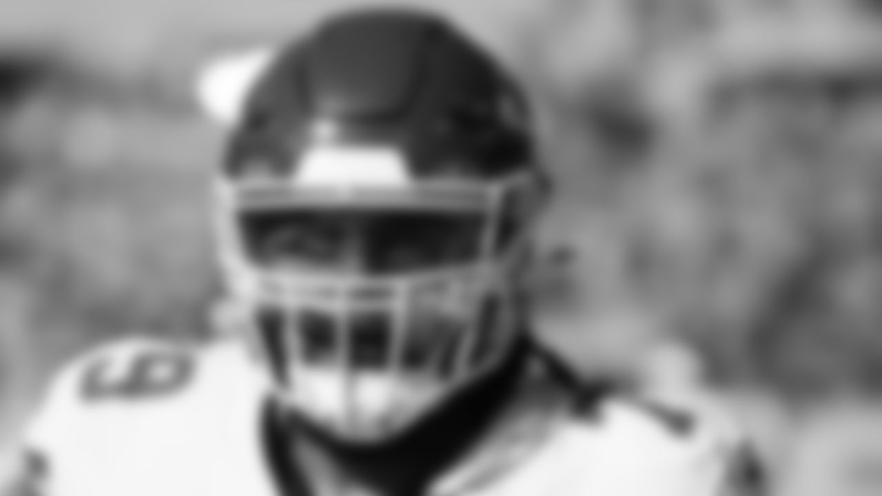 Kansas City Chiefs offensive lineman Esa Pole (79) prior to a week 16 NFL Football game against the Tennessee Titans on Sunday, December 21, 2025 in Nashville, Tennessee.