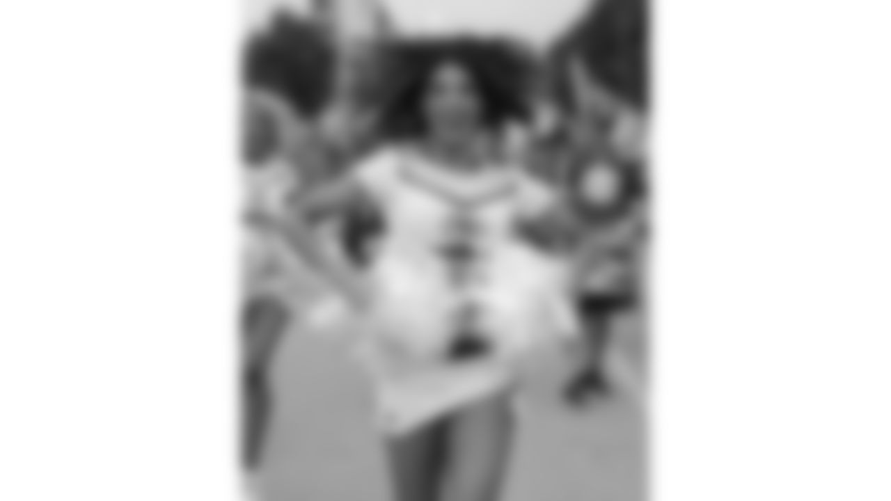 A Kansas City Chiefs Cheerleader prior to the week 6 NFL football game against the Detroit Lions, Sunday, October 12, 2025 in Kansas City, MO.
