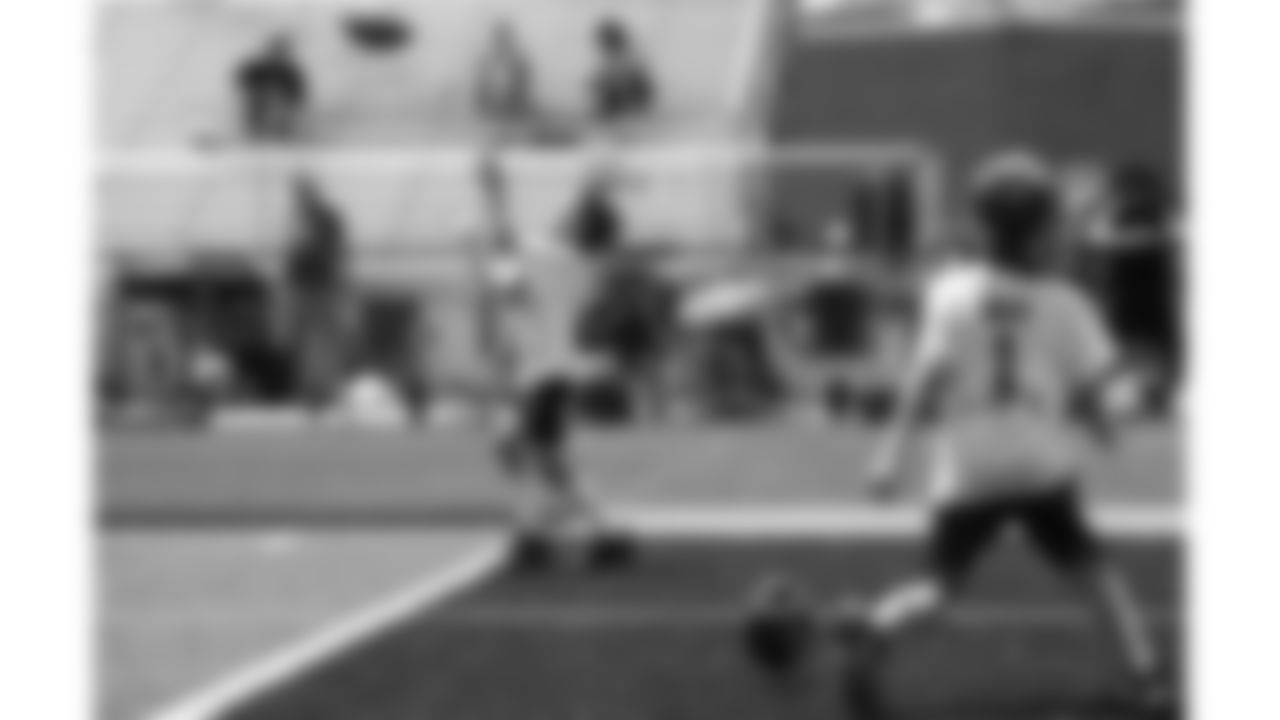 Kansas City Chiefs wide receiver Xavier Worthy (1) hosted a youth football camp on June 21, 2025 at Saint Thomas Aquinas High School in Overland Park, KS.