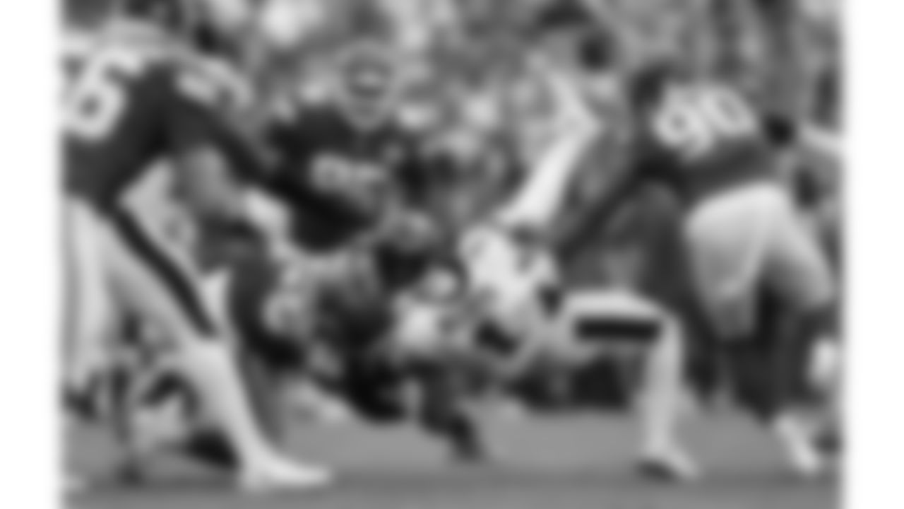 Kansas City Chiefs defensive tackle Omarr Norman-Lott (55) sacks Philadelphia Eagles quarterback Jalen Hurts (1) during the week 2 NFL football game, Sunday, September 14, 2025 in Kansas City, MO.