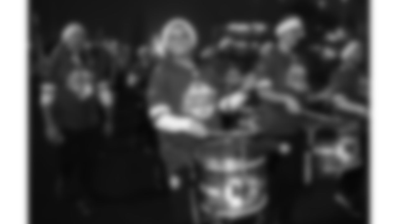 The Kansas City Chiefs Cheerleaders and Entertainment teams prior to a week 17 NFL Football game against the Denver Broncos on December 25, 2025 in Kansas City, MO.