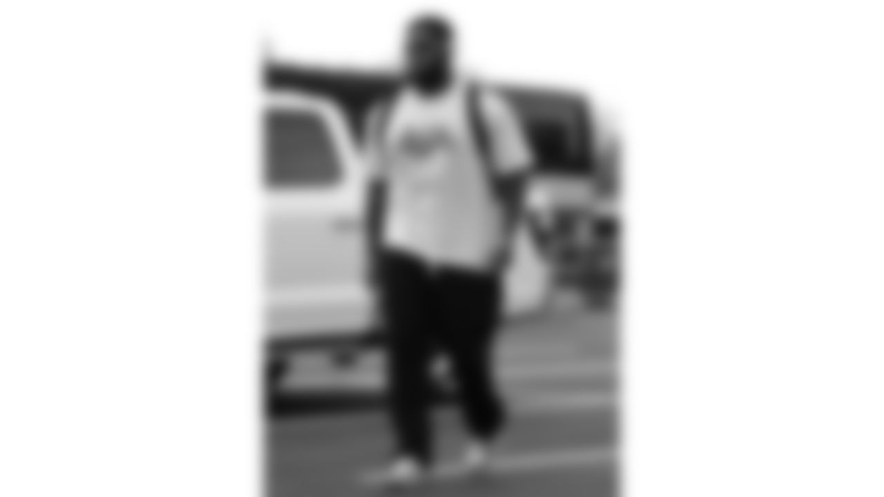 Kansas City Chiefs guard Trey Smith (65) arrives prior to a week 6 NFL Football game against the Detroit Lions on Sunday, October 12, 2025 in Kansas City, MO.