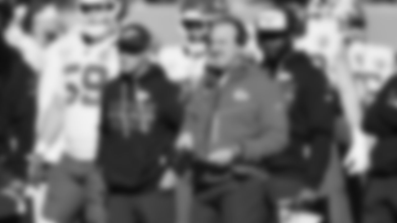 Kansas City Chiefs Defensive Coordinator Steve Spagnuolo on the sideline during a week 16 NFL Football game against the Tennessee Titans on Sunday, December 21, 2025 in Nashville, Tennessee.