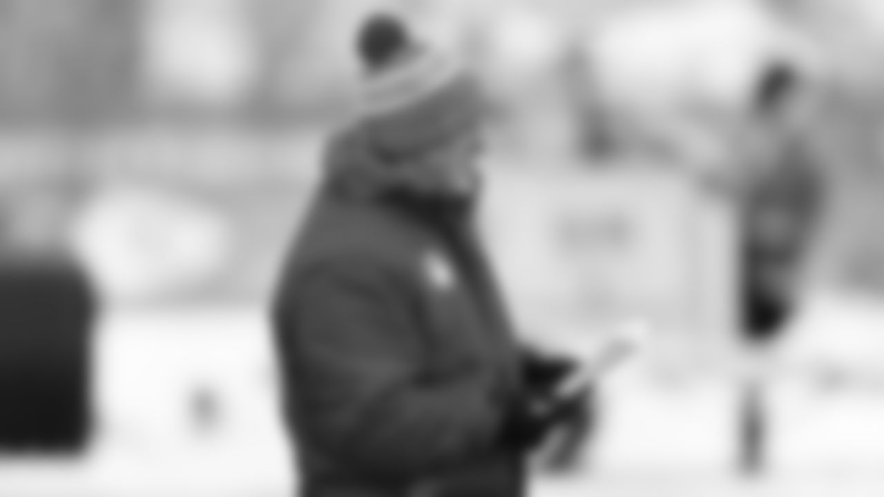 Kansas City Chiefs Outside Linebackers Coach Ken Flajole during practice for the NFL Wild Card Round football game on Wednesday, January 10, 2024 in Kansas City, MO.