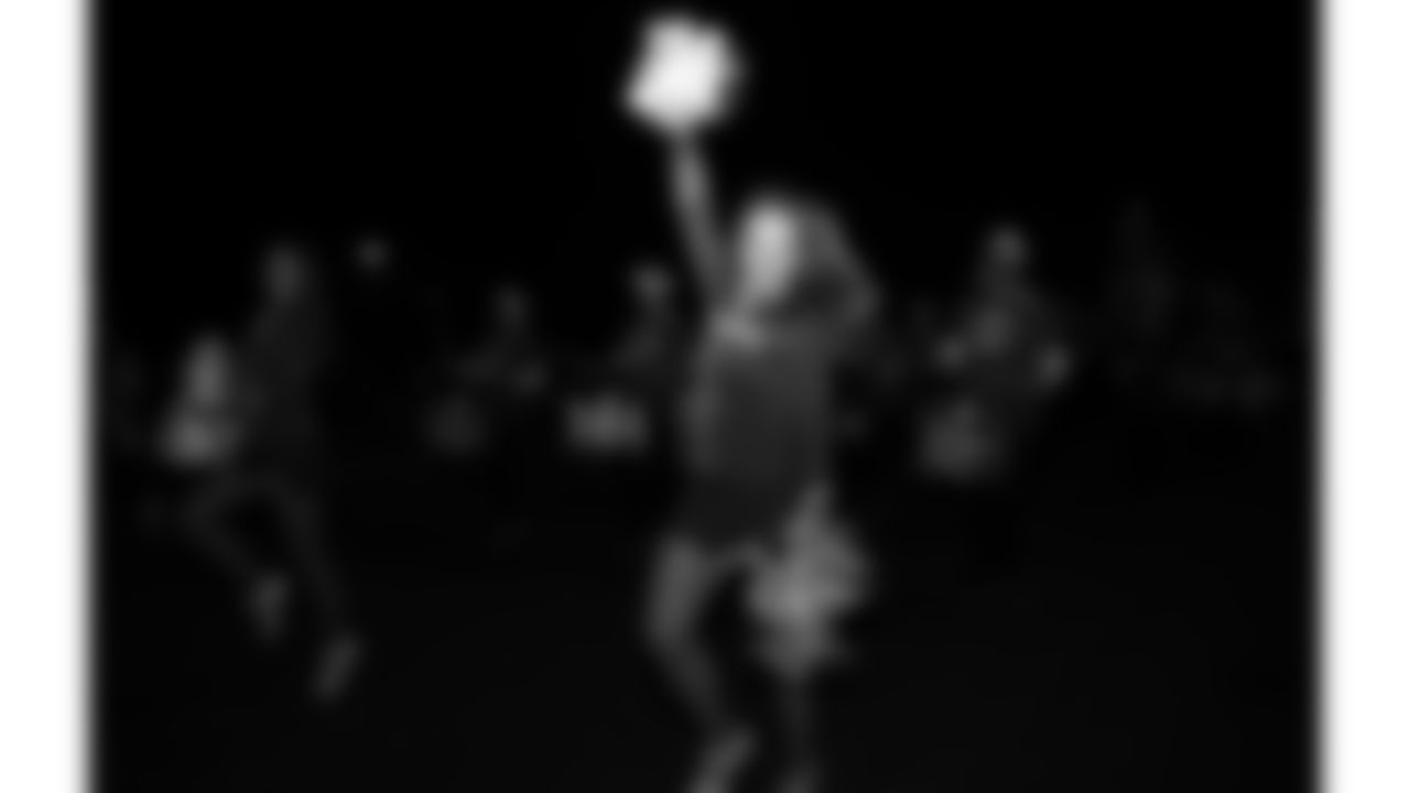 The Kansas City Chiefs Cheerleaders and Entertainment teams prior to a week 17 NFL Football game against the Denver Broncos on December 25, 2025 in Kansas City, MO.