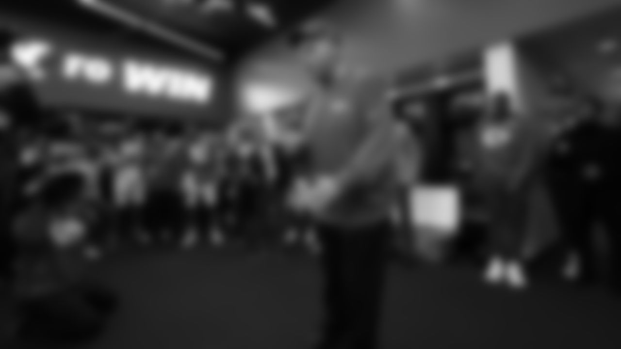 Kansas City Chiefs Head Coach Andy Reid talks with the team in the locker room after a week 12 NFL Football game against the Indianapolis Colts on Sunday, November 23, 2025 in Kansas City, MO