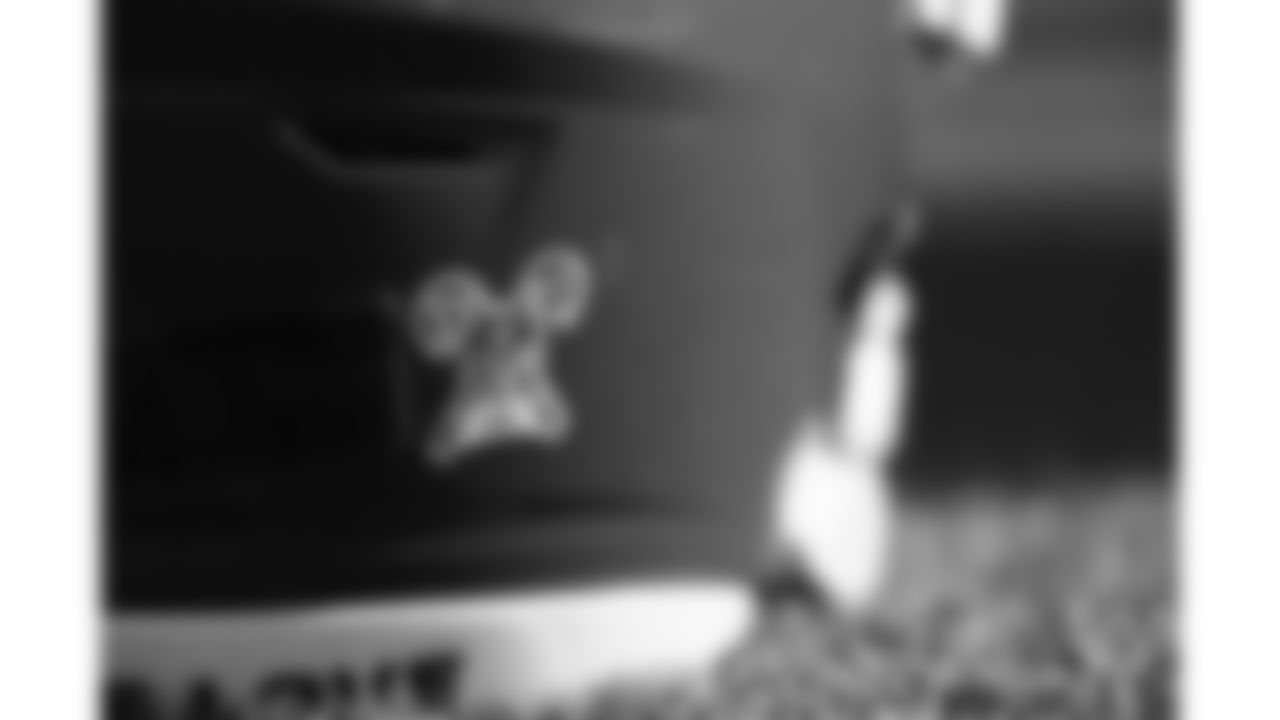 NFL Holiday Remix sticker on the Kansas City Chiefs helmet prior to a week 16 NFL football game against the Tennessee Titans on Sunday, December 21, 2025 in Nashville, Tennessee.