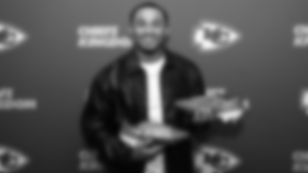 The Kansas City Chiefs cornerback Trent McDuffies (22) reveals his My Cause My Cleats at the Solace House in Shawnee Mission, Kansas on Tuesday, November 11, 2025.