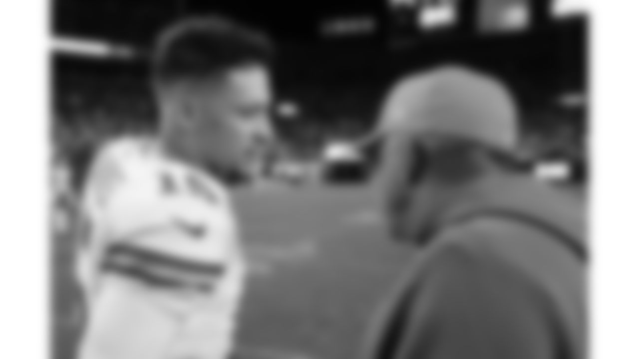 Kansas City Chiefs quarterback Patrick Mahomes (15) and Broncos head coach Sean Payton after a week 11 NFL Football game against the Denver Broncos on Sunday, November 16, 2025 in Denver, Colorado.