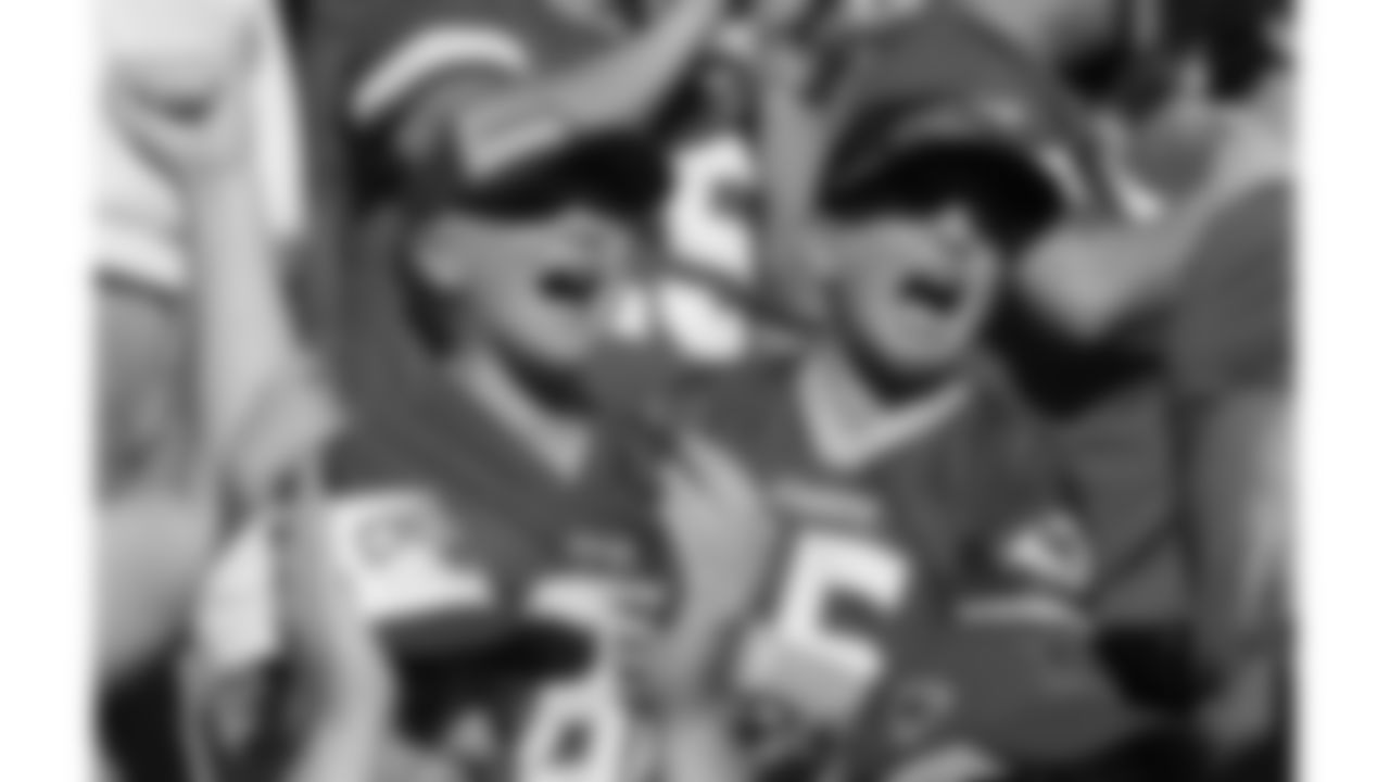 Young Kansas City Chiefs fans cheer during a week 12 NFL football game against the Indianapolis Colts, Sunday, November 23, 2025 in Kansas City, MO.