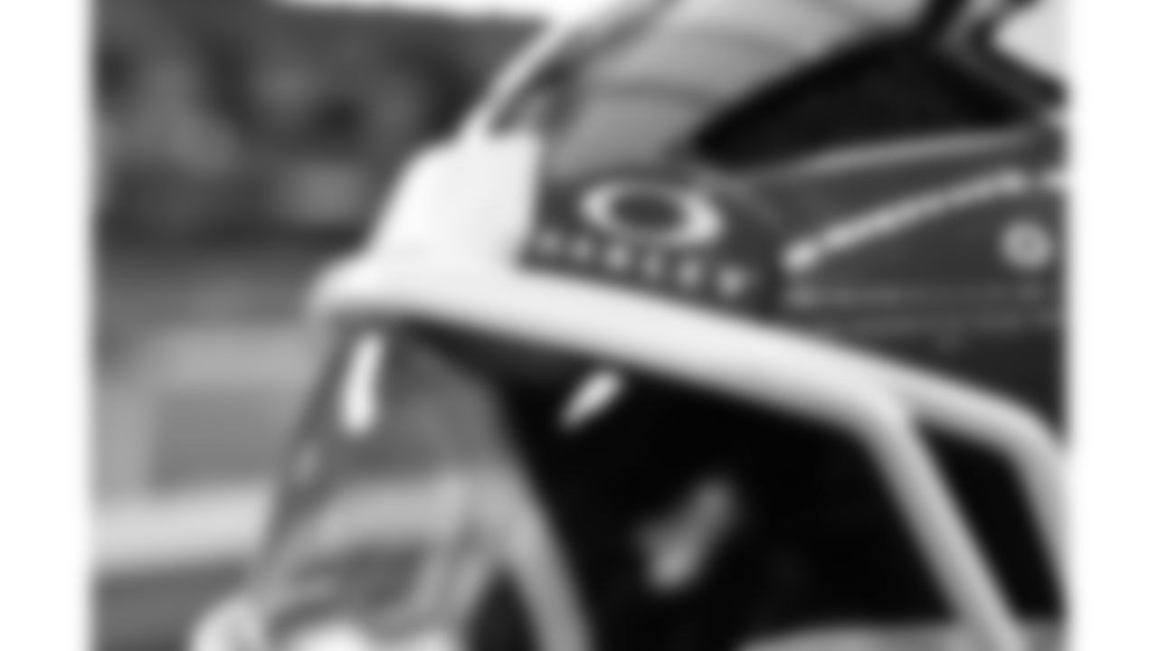 A helmet prior to a week 13 NFL football game against the Dallas Cowboys on Thursday, November 27, 2025 in Arlington, TX.