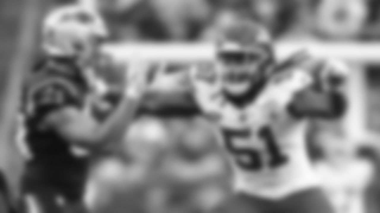 Kansas City Chiefs defensive end Mike Danna (51) during the NFL Week 15 matchup between the Kansas City Chiefs and the New England Patriots on December 17, 2023.