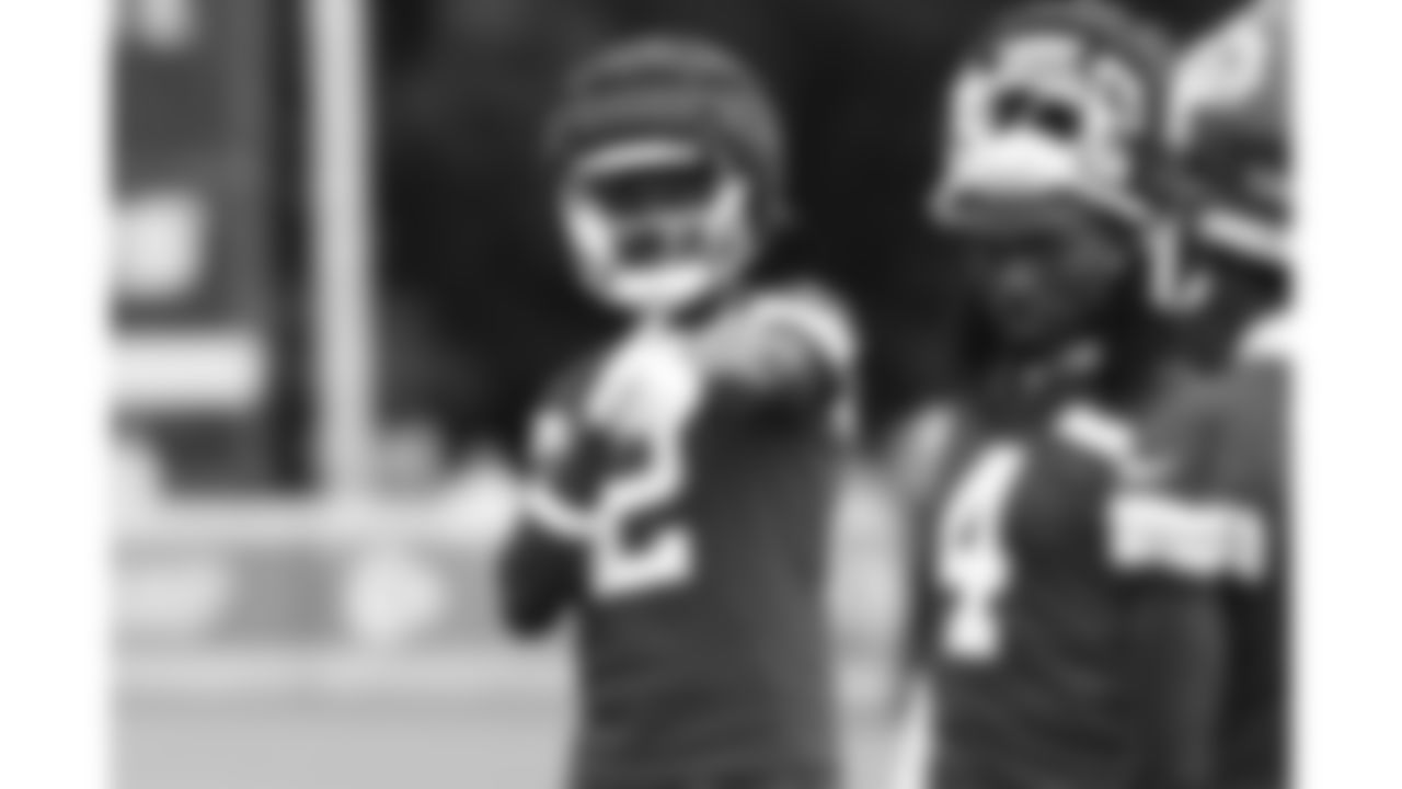 Kansas City Chiefs wide receiver Tyquan Thornton (2) points to the camera during day 11 of training camp practice on Sunday, August 3, 2025.