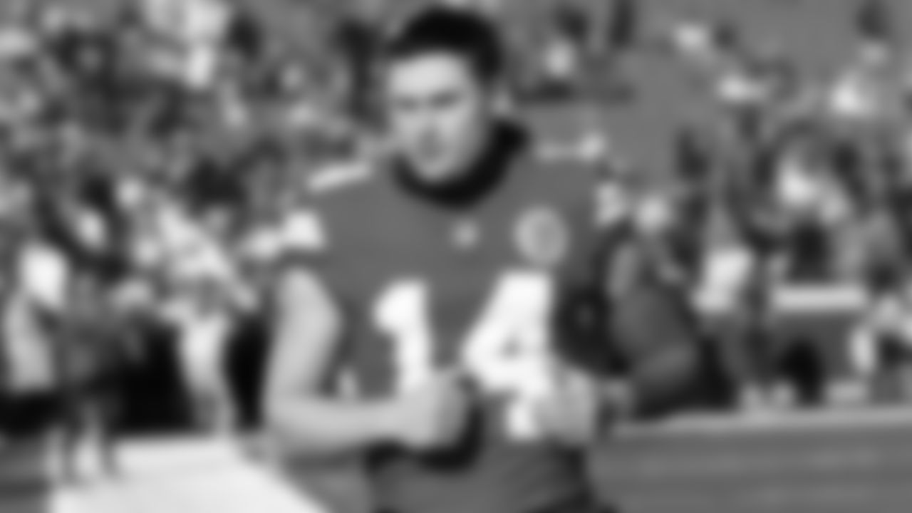 Kansas City Chiefs punter Matt Araiza (14) on the field prior to an NFL week 15 matchup against the Los Angeles Chargers, Sunday December 14, 2025.