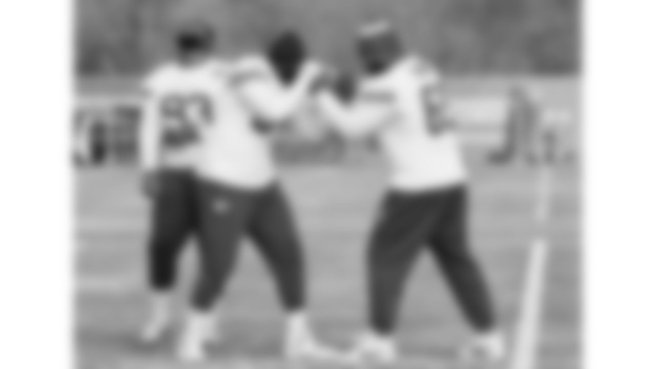 Kansas City Chiefs defensive end Malik Herring (94) and tackle Mike Pennel (69) during a week 17 practice on Tuesday, December 23, 2025 in Kansas City, MO.