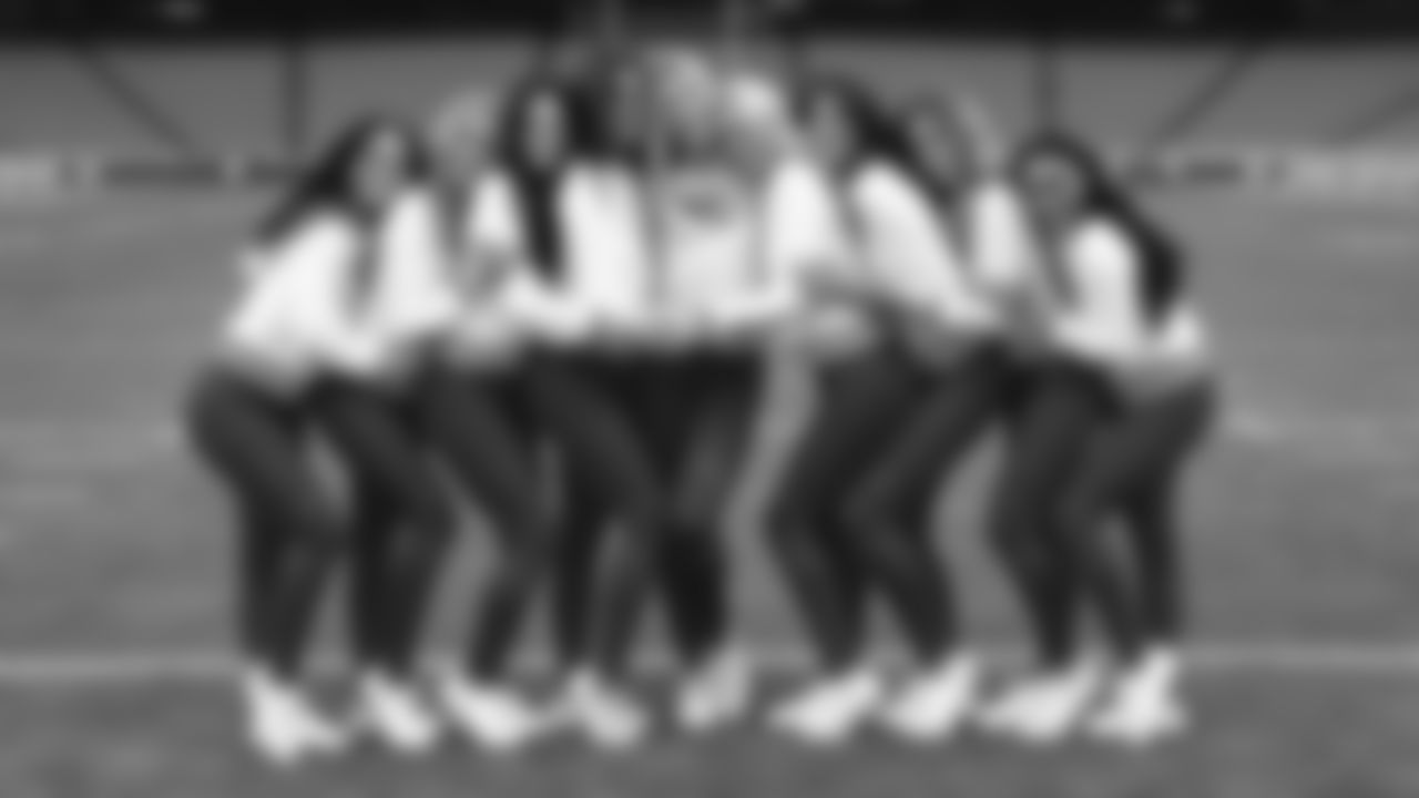 The Kansas City Chiefs Cheerleaders and Entertainment teams prior to a week 17 NFL Football game against the Denver Broncos on December 25, 2025 in Kansas City, MO.