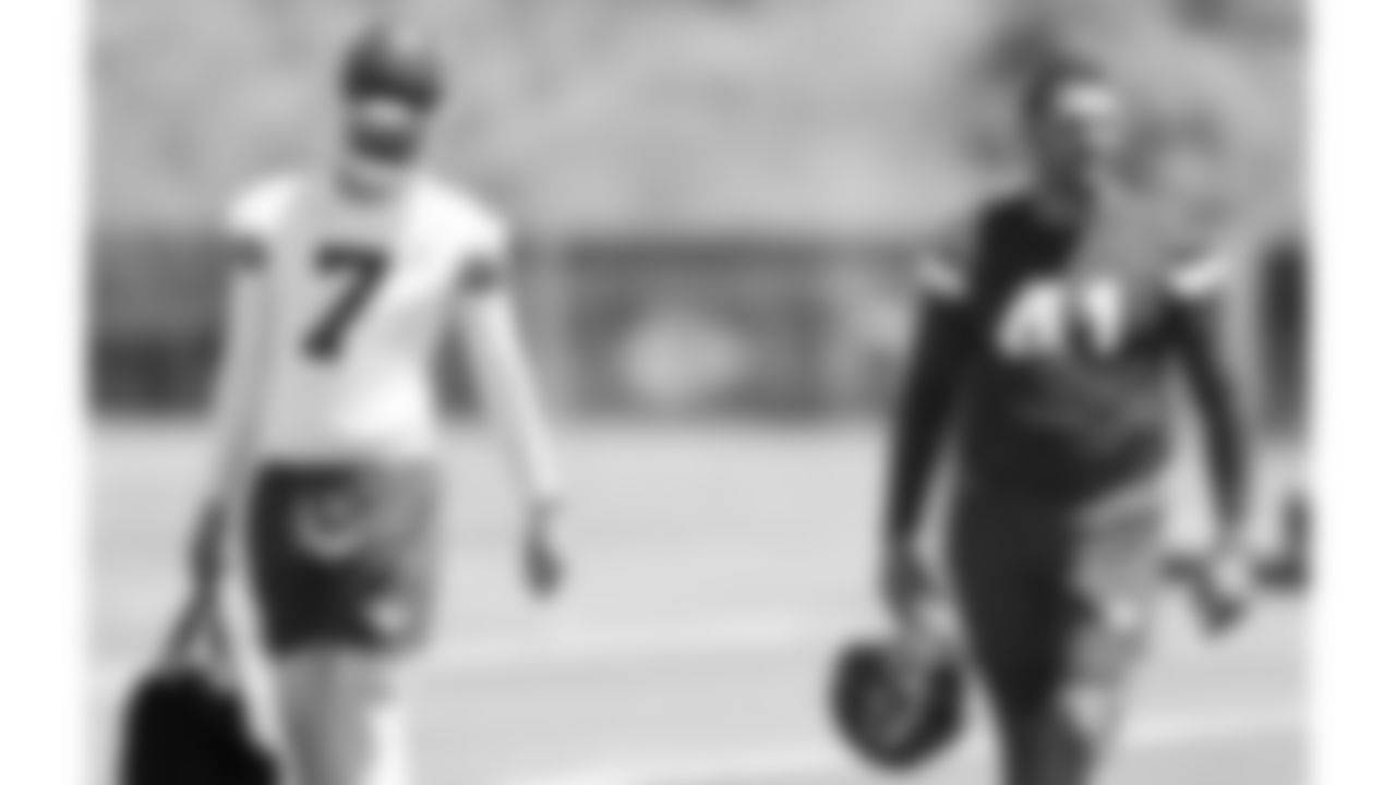 Kansas City Chiefs kicker Harrison Butker (7) and long snapper James Winchester (41) at practice during Phase 3 of OTAs on Wednesday, June 5, 2024 in Kansas City, MO.
