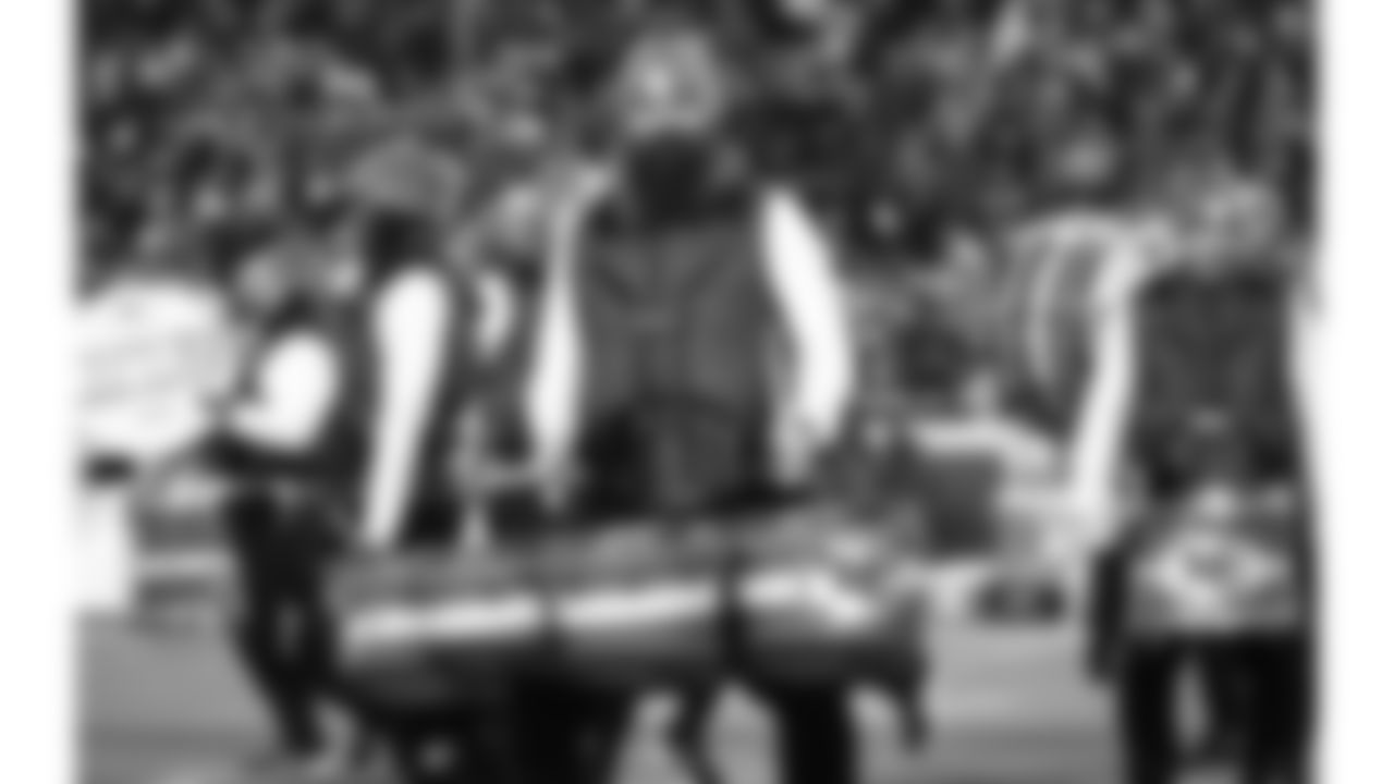 Chiefs Rumble performs on the field prior to a week 14 NFL Football game against the Houston Texans on Sunday, December 7, 2025 in Kansas City, MO.