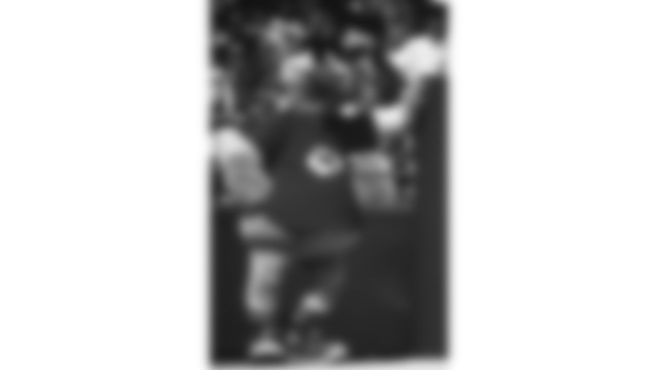KC Wolf stands by the goal post during a 1990 home game.