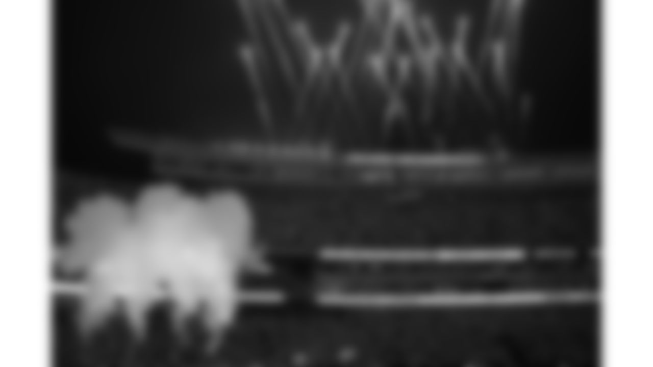 Fireworks during player introductions prior to a week 8 NFL Football game against the Washington Commanders on Monday, October 27, 2025 in Kansas City, MO.