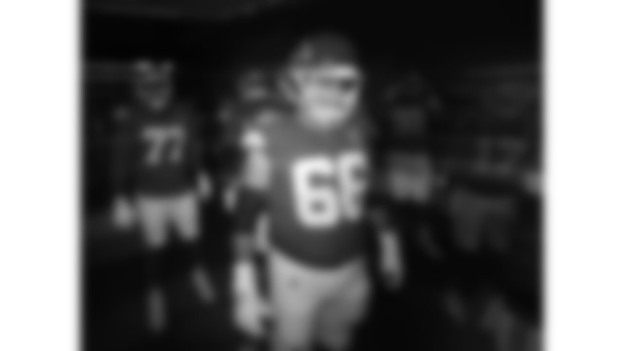 Kansas City Chiefs offensive lineman Michael Caliendo (66) waits in the tunnel to run out prior to a week 7 NFL football game against the Las Vegas Raiders, Sunday, October 19, 2025 in Kansas City, MO.